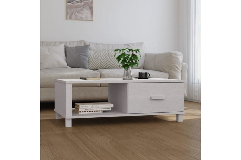sofabord 100x55x35 cm massivt fyrretræ hvid - Hvid - Møbler - Borde - Sofabord