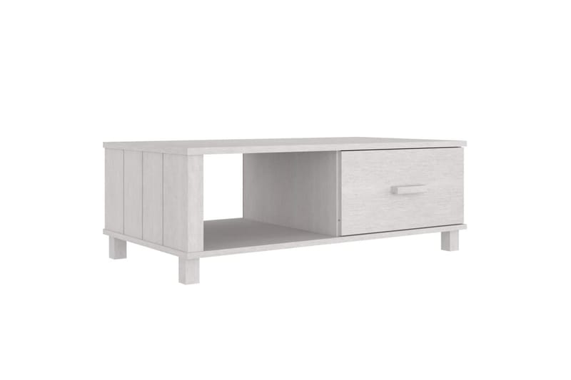 sofabord 100x55x35 cm massivt fyrretræ hvid - Hvid - Sofabord