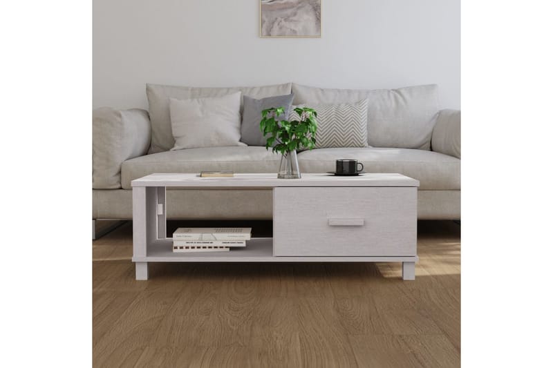 sofabord 100x55x35 cm massivt fyrretræ hvid - Hvid - Møbler - Borde - Sofabord