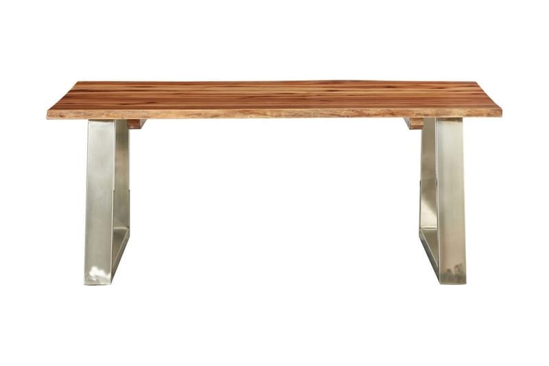 sofabord 100x60x40 cm massivt akacietræ og rustfrit stål - Sofabord