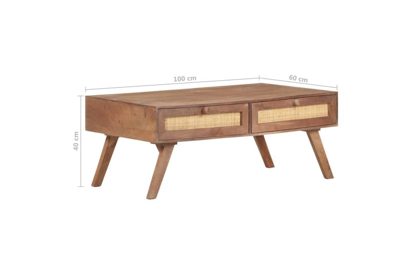 sofabord 100x60x40 cm massivt mangotræ - Brun - Møbler - Borde - Sofabord