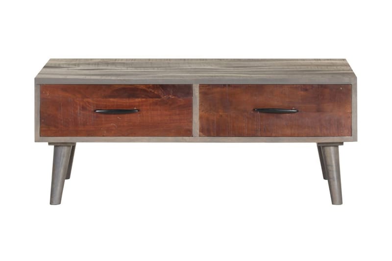 Sofabord 100x60x40 cm massivt ru mangotræ grå - Grå - Møbler - Borde - Sofabord