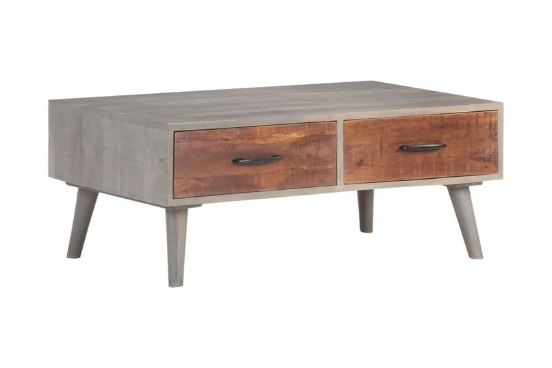 Sofabord 100x60x40 cm massivt ru mangotræ grå - Grå - Møbler - Borde - Sofabord