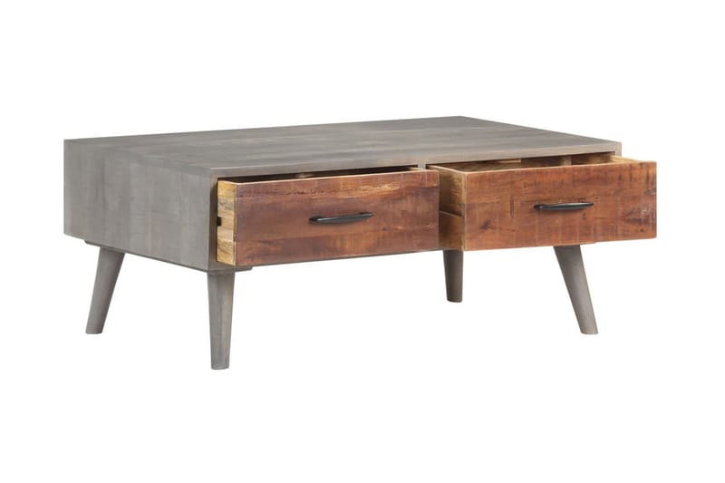 Sofabord 100x60x40 cm massivt ru mangotræ grå - Grå - Sofabord
