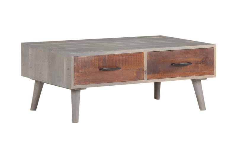 Sofabord 100x60x40 cm massivt ru mangotræ grå - Grå - Møbler - Borde - Sofabord