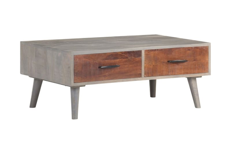 Sofabord 100x60x40 cm massivt ru mangotræ grå - Grå - Møbler - Borde - Sofabord