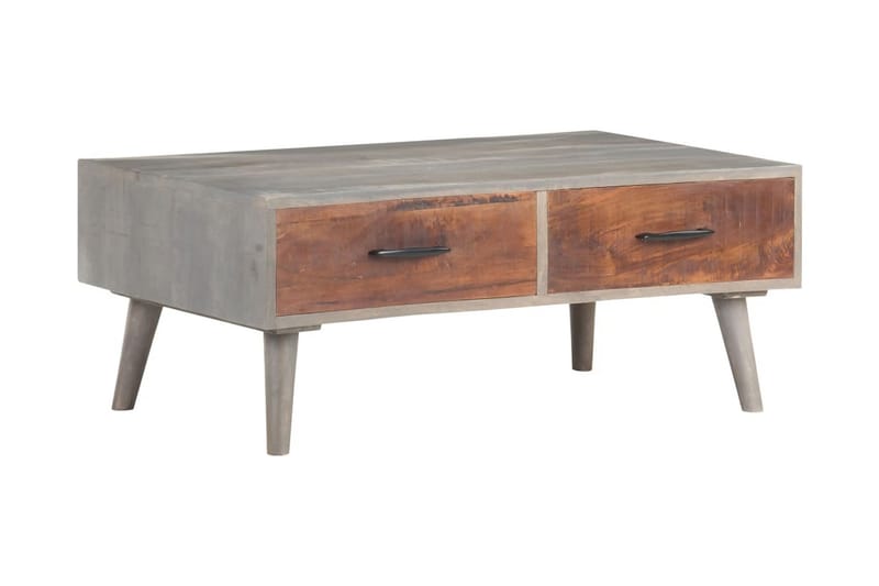 Sofabord 100x60x40 cm massivt ru mangotræ grå - Grå - Møbler - Borde - Sofabord