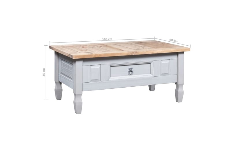 Sofabord 100x60x45 cm Fyrretræ Grå - Møbler - Borde - Sofabord