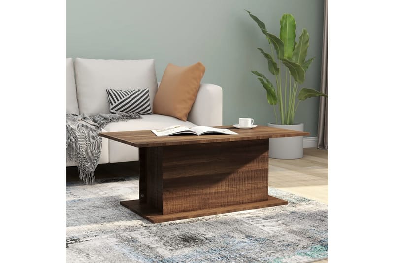 sofabord 102x55,5x40 cm spånplade brun egetræsfarve - Brun - Møbler - Borde - Sofabord