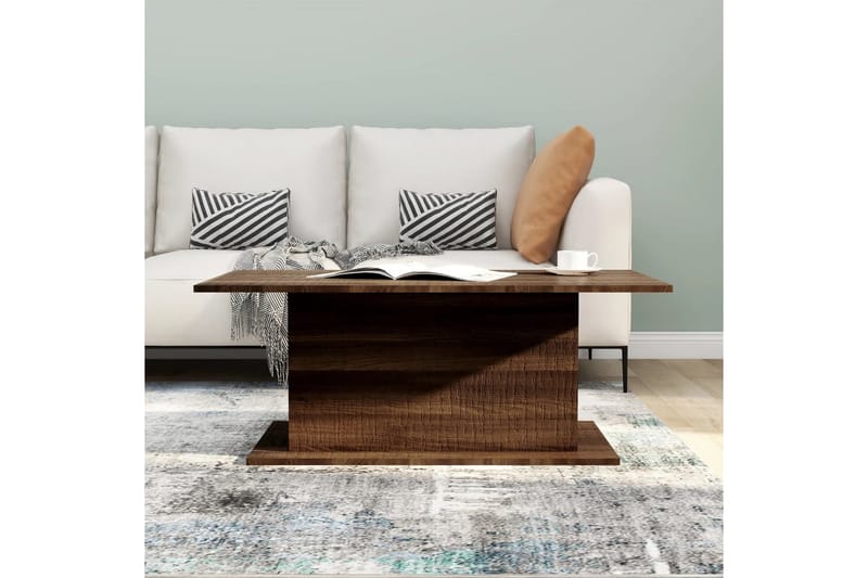 sofabord 102x55,5x40 cm spånplade brun egetræsfarve - Brun - Sofabord
