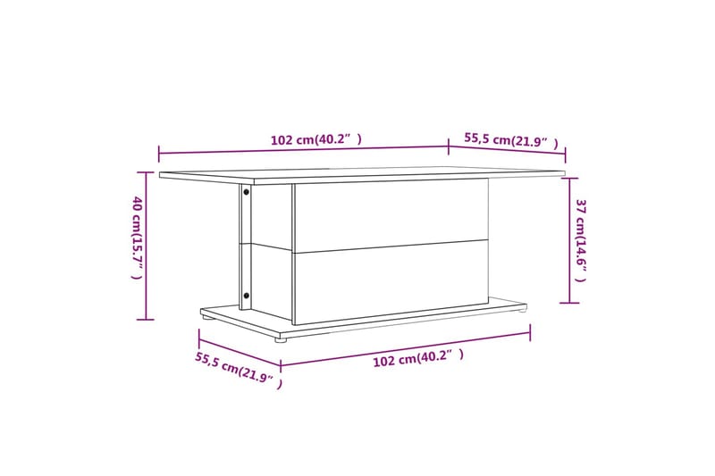 sofabord 102x55,5x40 cm spånplade hvid - Hvid - Møbler - Borde - Sofabord