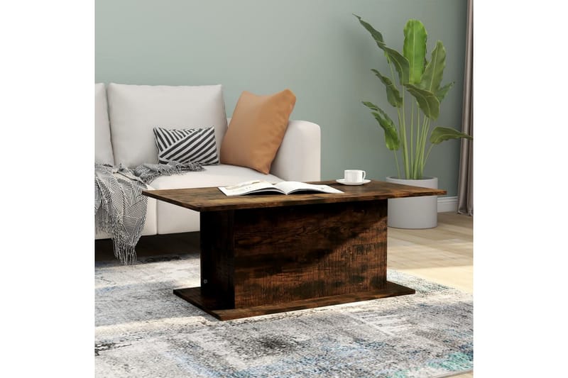 sofabord 102x55,5x40 cm spånplade røget egetræsfarve - Brun - Møbler - Borde - Sofabord