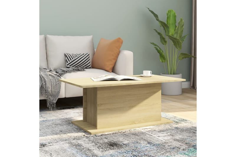 sofabord 102x55,5x40 cm spånplade sonoma-eg - Beige - Møbler - Borde - Sofabord