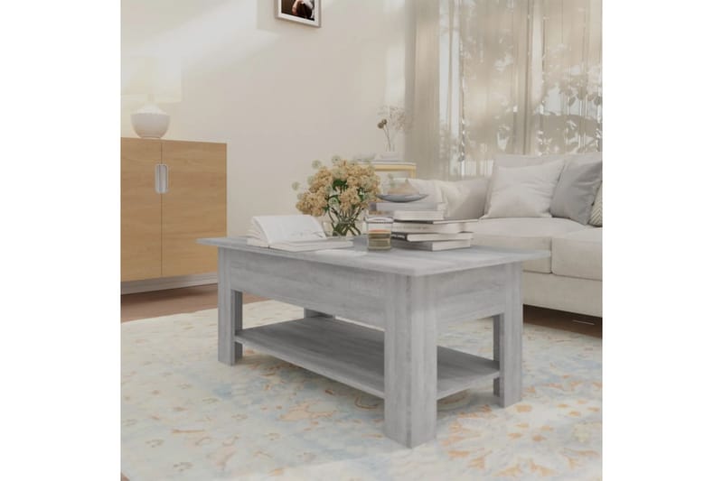 sofabord 102x55x42 cm spånplade grå sonoma-eg - Grå - Sofabord