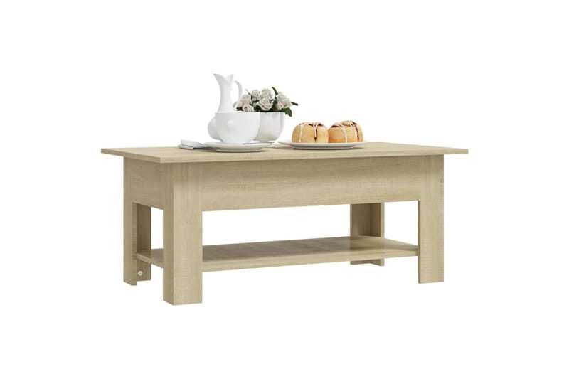 sofabord 102x55x42 cm spånplade sonoma-eg - Brun - Sofabord