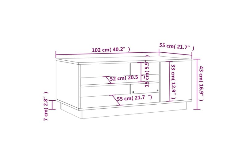 sofabord 102x55x43 cm spånplade sonoma-eg - Brun - Sofabord