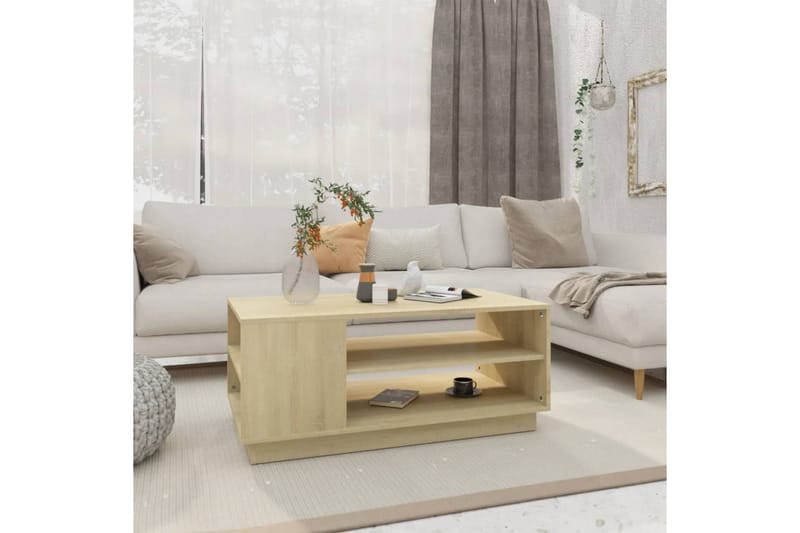 sofabord 102x55x43 cm spånplade sonoma-eg - Brun - Sofabord