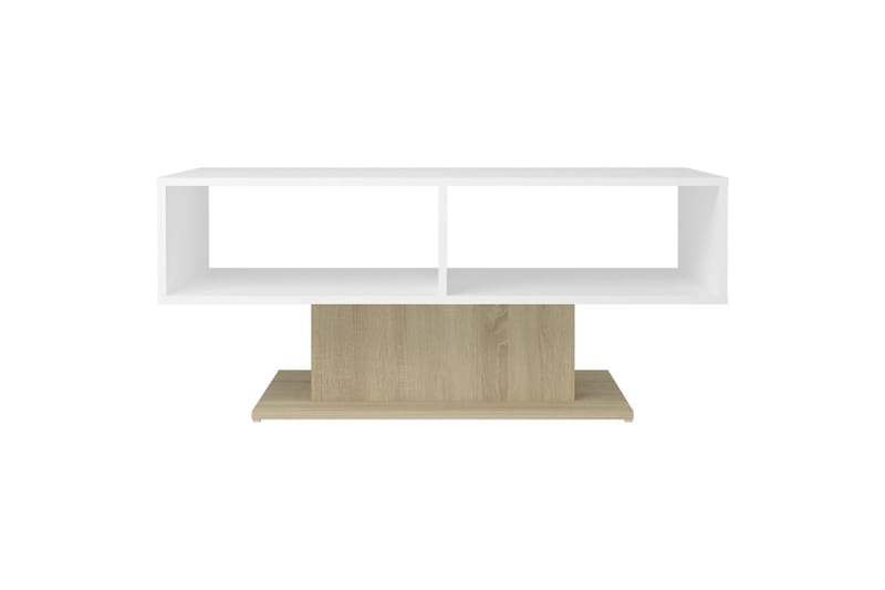 sofabord 103,5x50x44,5 cm spånplade hvid og sonoma-eg - Beige - Sofabord