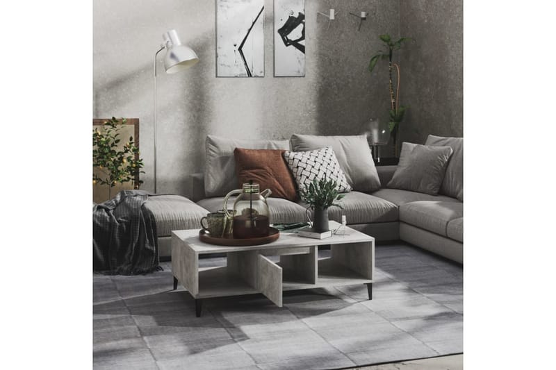 sofabord 103,5x60x35 cm spånplade betongrå - Grå - Sofabord
