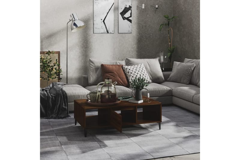 sofabord 103,5x60x35 cm spånplade brun egetræsfarve - Brun - Sofabord