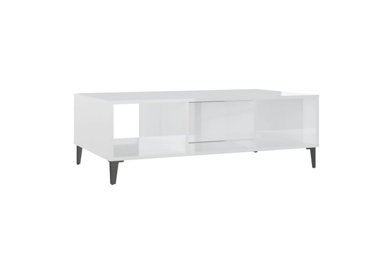 sofabord 103,5x60x35 cm spånplade hvid højglans - Hvid - Sofabord