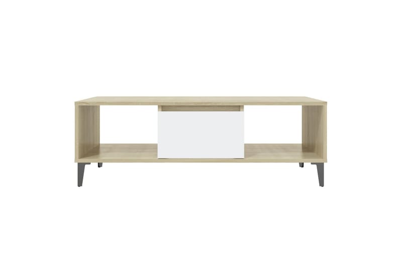 sofabord 103,5x60x35 cm spånplade hvid og sonoma-eg - Beige - Sofabord