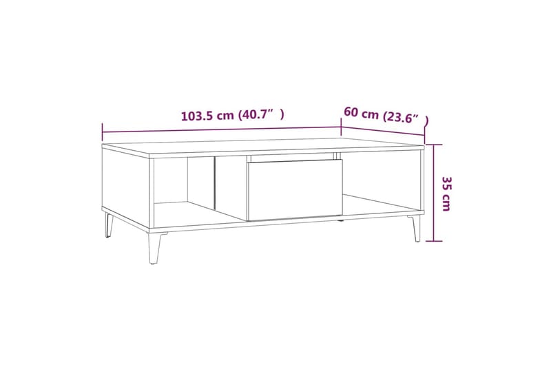 sofabord 103,5x60x35 cm spånplade røget egetræsfarve - Brun - Møbler - Borde - Sofabord