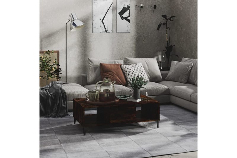 sofabord 103,5x60x35 cm spånplade røget egetræsfarve - Brun - Møbler - Borde - Sofabord