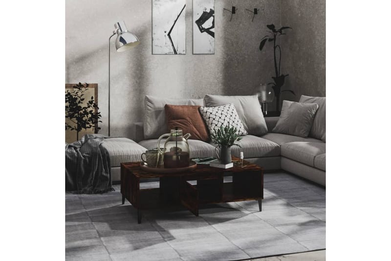 sofabord 103,5x60x35 cm spånplade røget egetræsfarve - Brun - Møbler - Borde - Sofabord