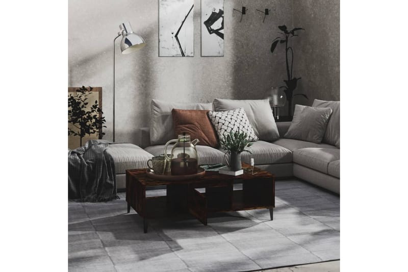 sofabord 103,5x60x35 cm spånplade røget egetræsfarve - Brun - Sofabord