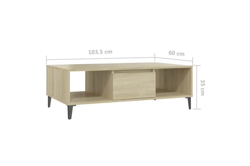 sofabord 103,5x60x35 cm spånplade sonoma-eg - Brun - Sofabord