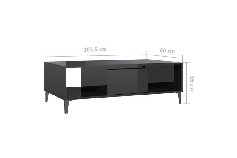 sofabord 103,5x60x35 cm spånplade sort højglans - Sort - Sofabord