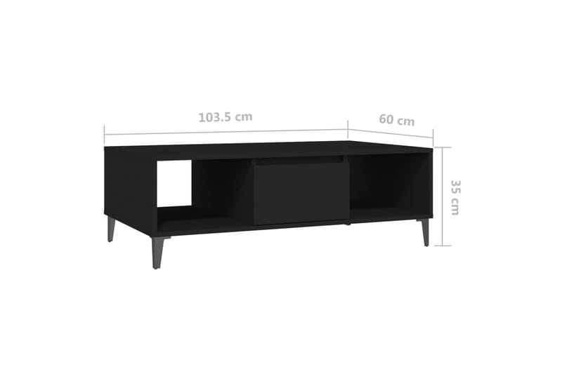 sofabord 103,5x60x35 cm spånplade sort - Sort - Sofabord