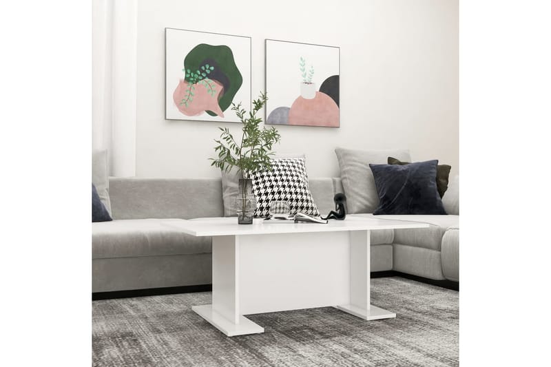 sofabord 103,5x60x40 cm spånplade hvid - Hvid - Sofabord