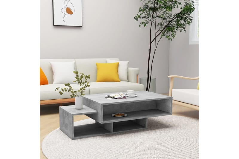 sofabord 105x55x32 cm spånplade betongrå - Grå - Sofabord