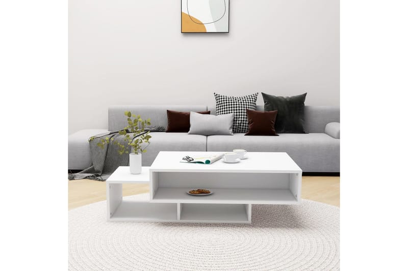 sofabord 105x55x32 cm spånplade hvid - Hvid - Sofabord