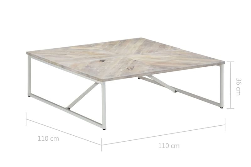 Sofabord 110 X 110 X 36 Cm Massivt Mangotræ - Hvid - Møbler - Borde - Sofabord
