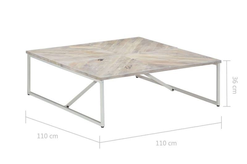 Sofabord 110 X 110 X 36 Cm Massivt Mangotræ - Hvid - Sofabord