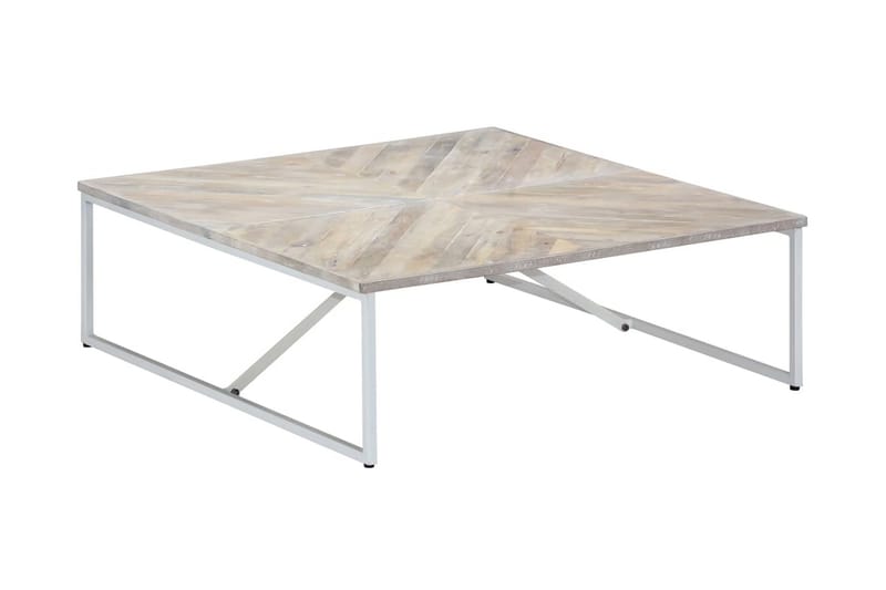 Sofabord 110 X 110 X 36 Cm Massivt Mangotræ - Hvid - Møbler - Borde - Sofabord