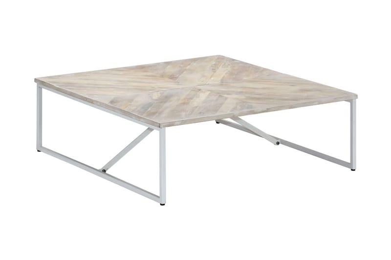 Sofabord 110 X 110 X 36 Cm Massivt Mangotræ - Hvid - Møbler - Borde - Sofabord