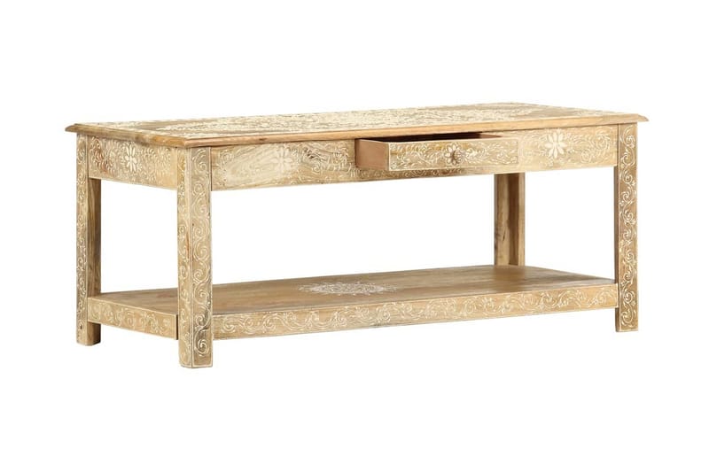 sofabord 110 x 50 x 45 cm håndmalet massivt mangotræ - Brun - Møbler - Borde - Sofabord