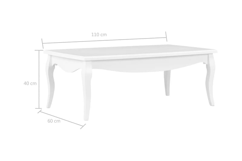 Sofabord 110 X 60 X 40 Cm Massivt Fyrretræ Hvid - Hvid - Møbler - Borde - Sofabord