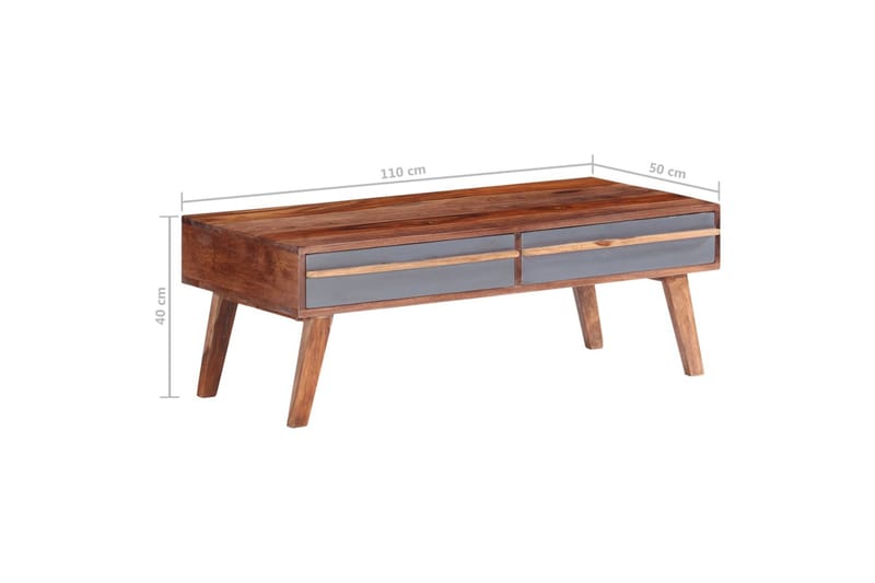 Sofabord 110X50X40 cm Massivt Sheeshamtræ Grå - Grå - Sofabord