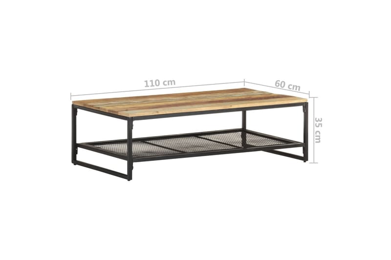 Sofabord 110x60x35 cm massivt genbrugstræ - Brun - Sofabord