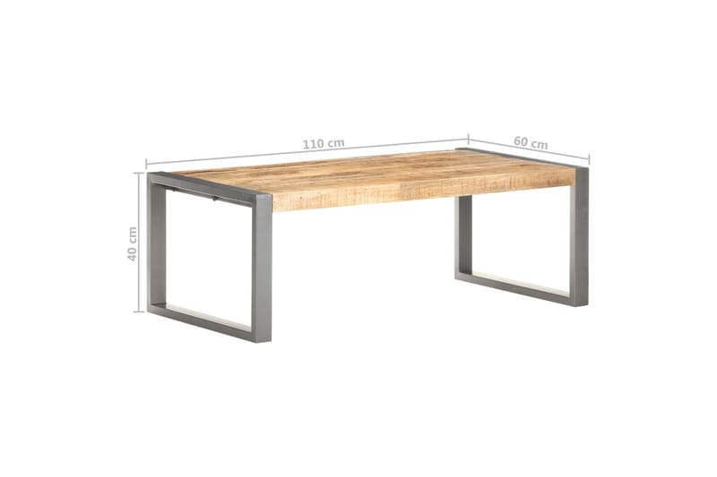 sofabord 110x60x40 cm massivt træ med sheeshamfinish - Brun - Sofabord