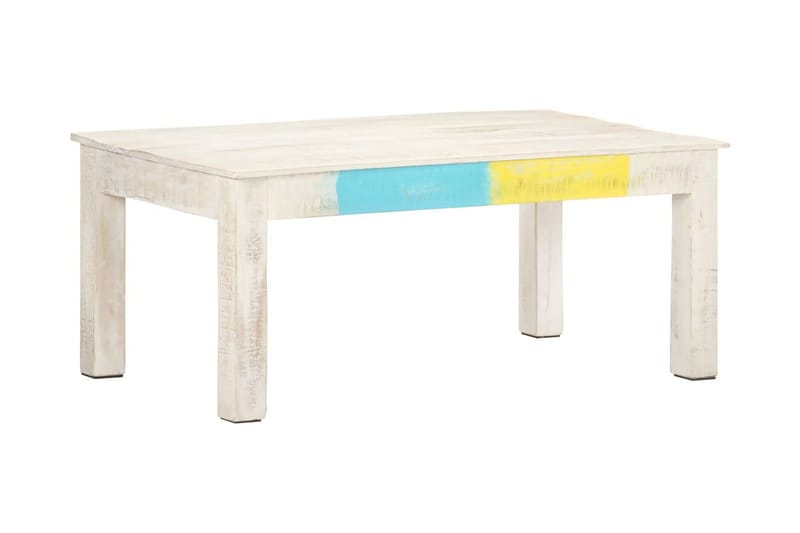 sofabord 110x60x45 cm massivt mangotræ hvid - Hvid - Sofabord