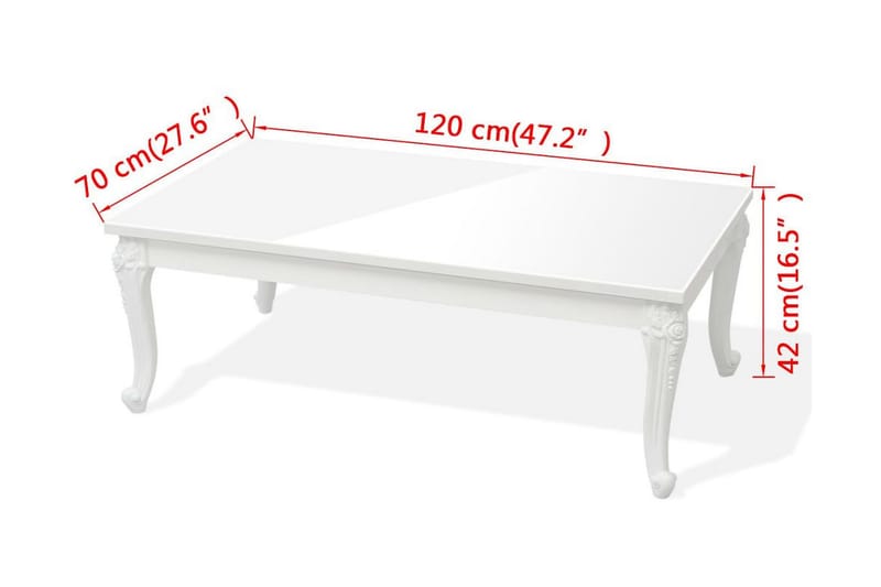 Sofabord 115 x 65 x 42 Cm Højglans Hvid - Hvid - Sofabord