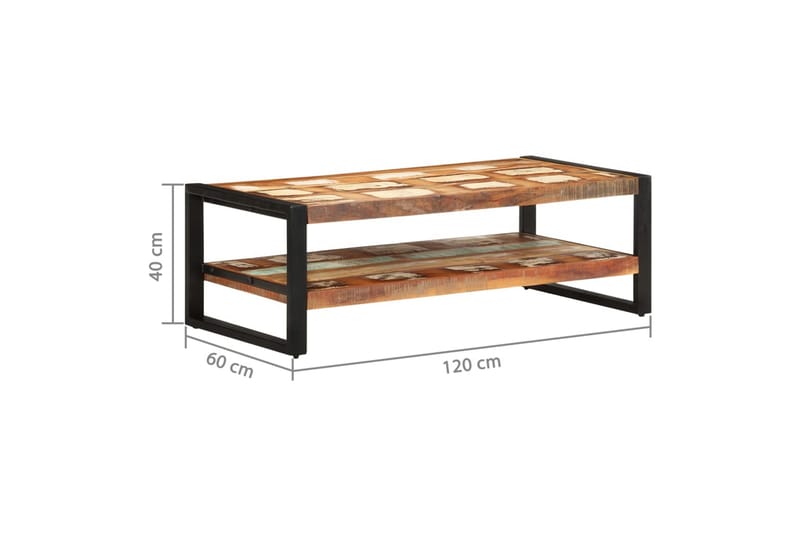 sofabord 120x60x40 cm massivt genbrugstræ - Brun - Møbler - Borde - Sofabord