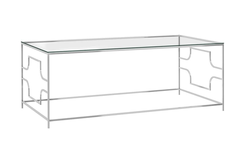 Sofabord 120x60x45 cm rustfrit stål og glas sølvfarvet - Sølv - Sofabord