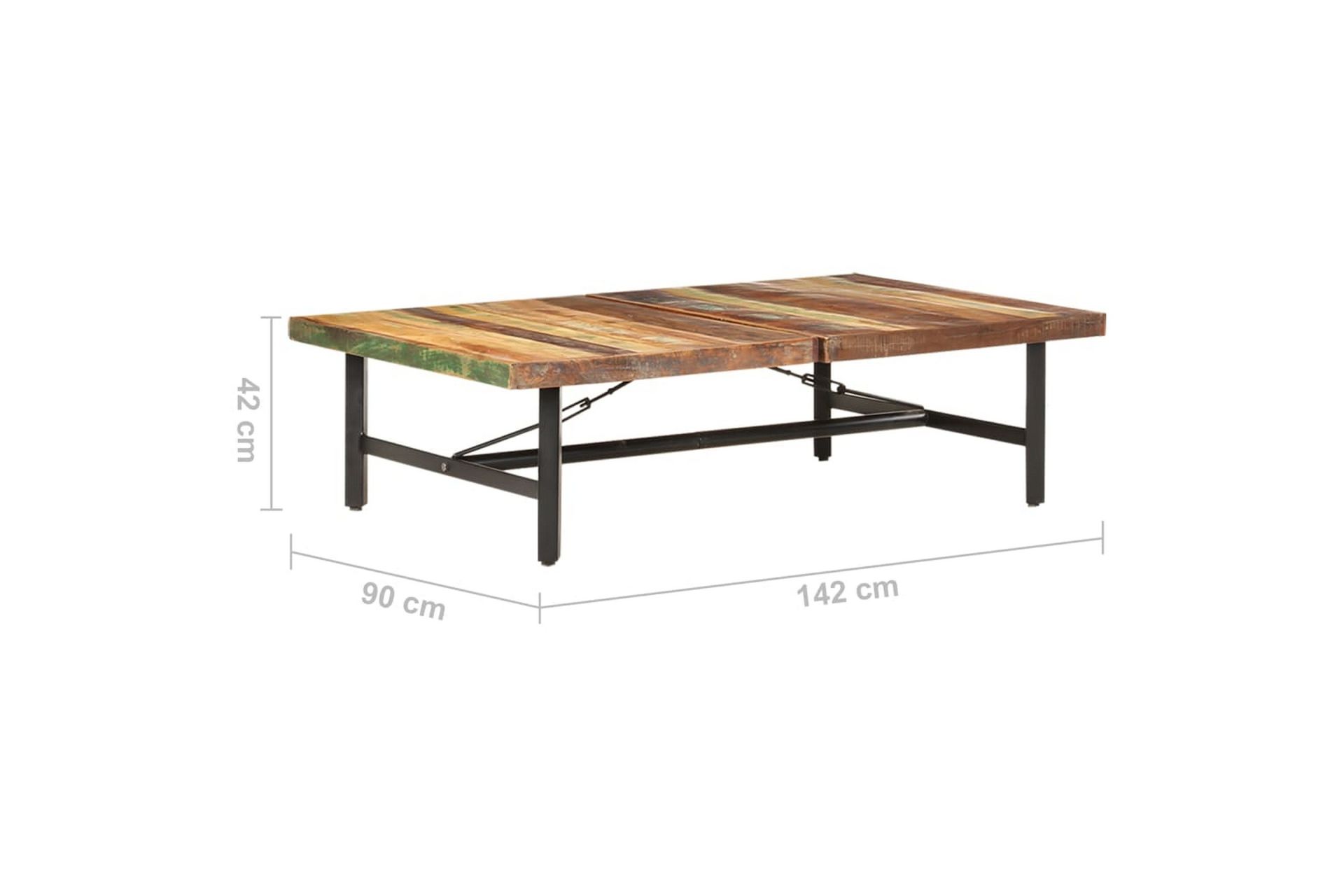sofabord 142x90x42 cm massivt genbrugstræ - Brun - Møbler - Borde - Sofabord